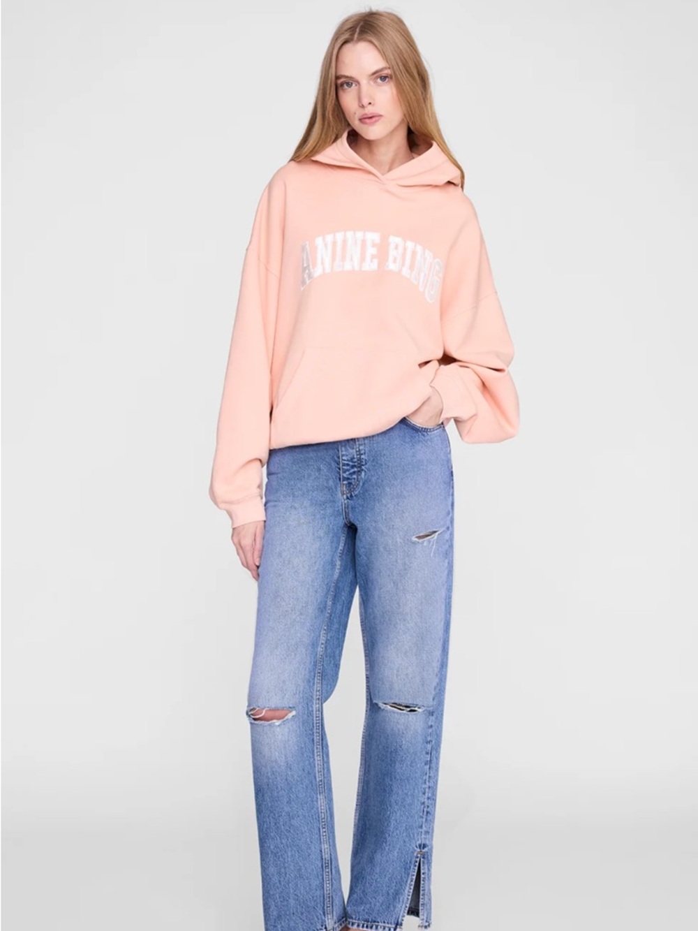 ANINE BING HARVEY SWEATSHIRT New hoodie in Coral Pink NWT M